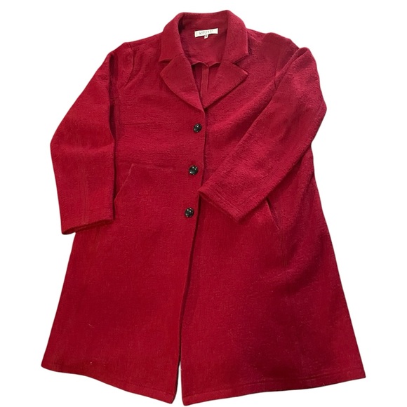 EUC Kasper Women’s XL Rich Red Overcoat. Worn a couple times. Gorgeous Color - Picture 1 of 7